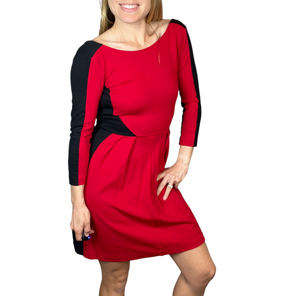 Amanda Uprichard Dresses & Skirts - Amanda Uprichard Dress Mini Red Black Long Sleeve Size Small